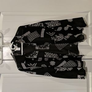 Cold Water Creek Black/White Sheer Blouse Large